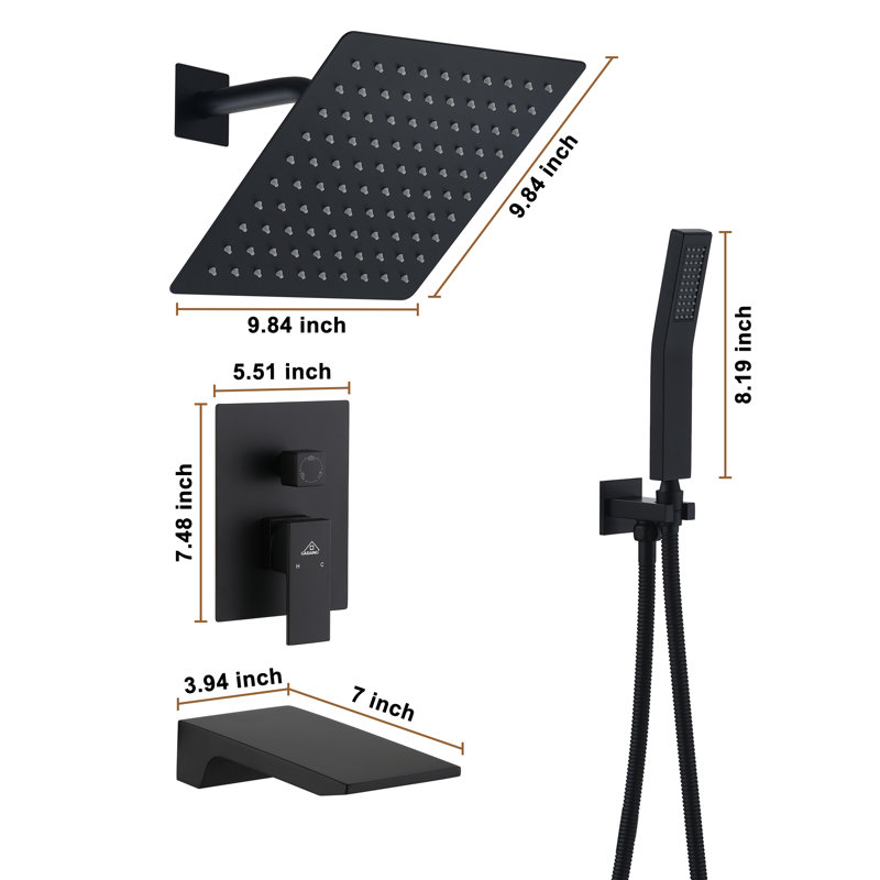 Large Nickel Multi-Head Rain Shower System with Handheld