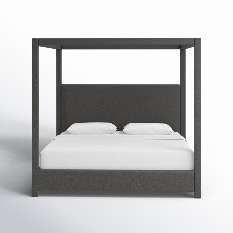 Mistaya Dunwich Solid Wood and Upholstered Platform, King, Grey Linen