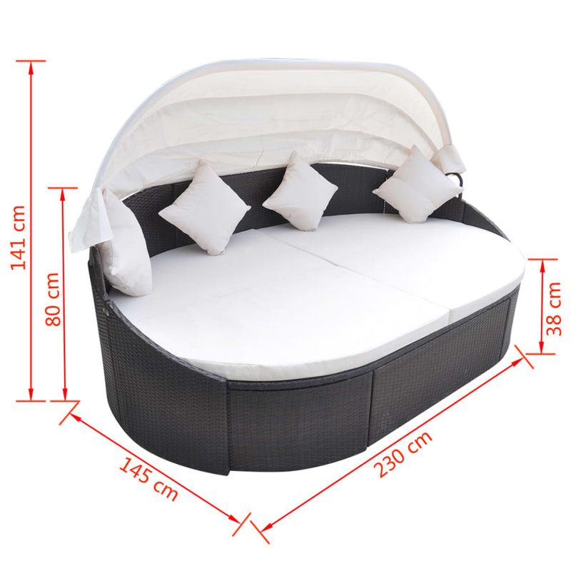 Iggy 78.7" Wide Rectangle Patio Daybed with Cushions, Brown
