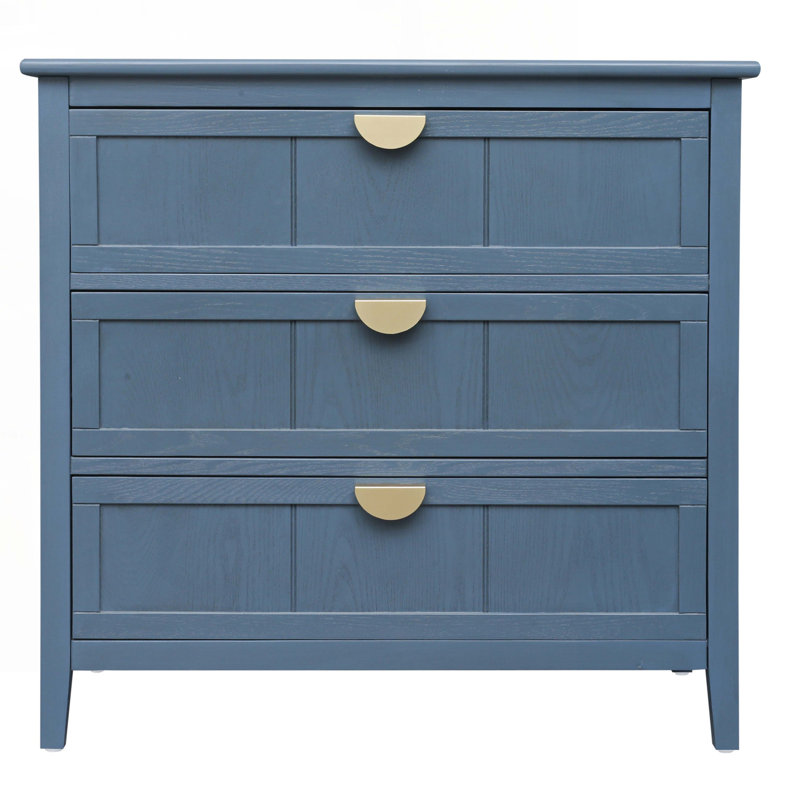 Wood Console Table with 2 Drawers,Shelf, Blue