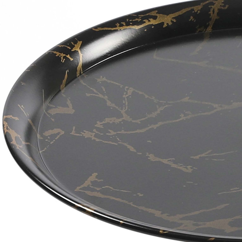 End Coffee Table Round Side Table, Black, Black