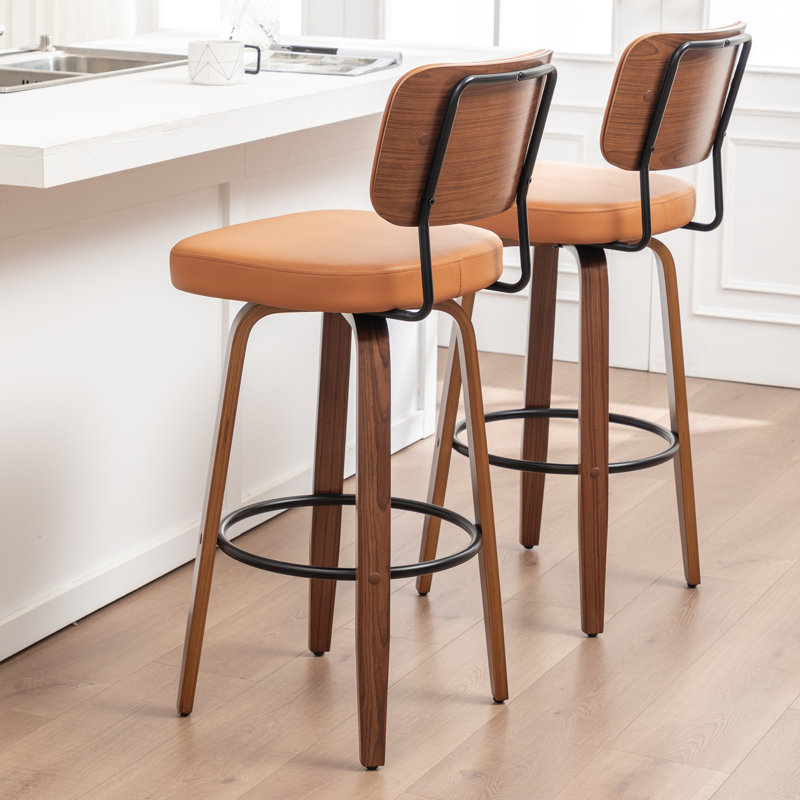 Swivel Upholstered Counter Stool, Bar Stool (78cm Seat Height), Orange