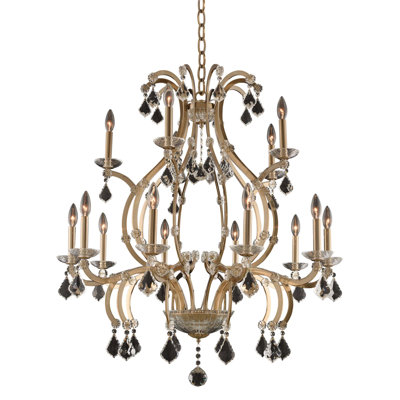 Duchess 15 LT Brushed Champagne Gold/Clear Tiered Chandelier Allegri