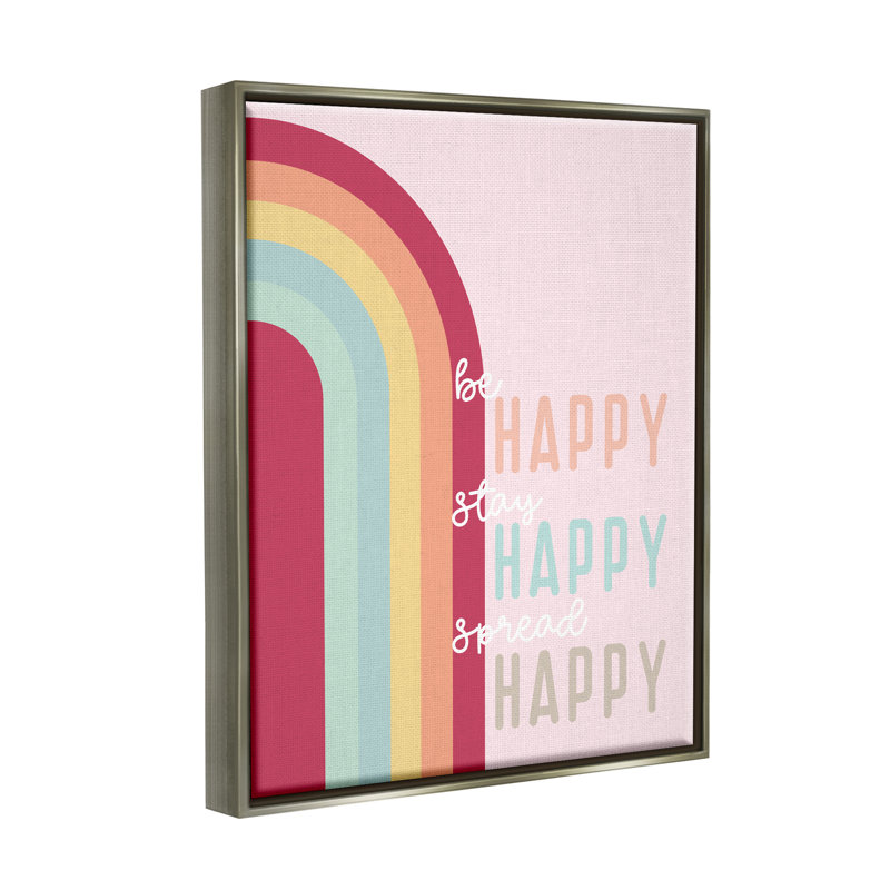 Be Stay Spread Happy Pink Rainbow par Anna Quach - impression, H 31 po x l 25 po x P 1,7 po, Cadre flottant gris lustré