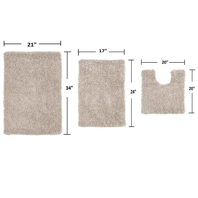 Ensemble de 3 tapis de bain Hazeltine, Ivoire ivoire