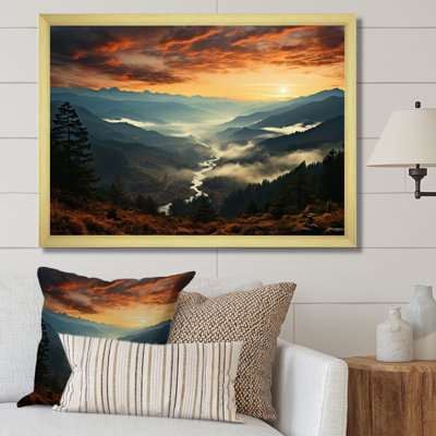 «USA Great Smoky Mountains In Sunset - USA», reproduction sur toile encadrée