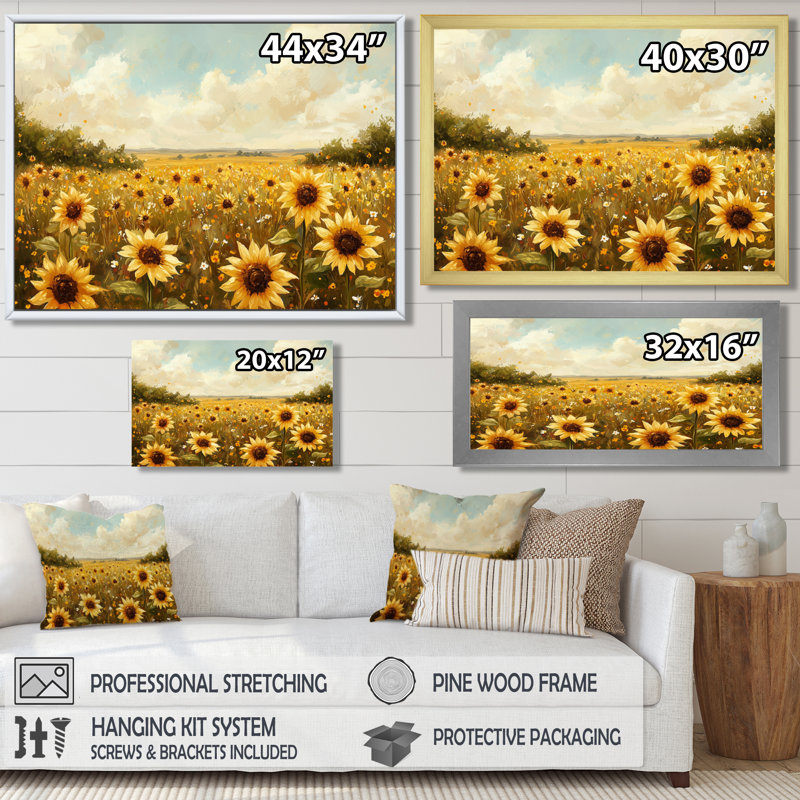 Doniya - Floral Wall Art, Argent argent, H 28 po x l 60 po, Impression encadrée flottante