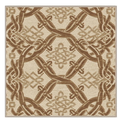 Machine Washable Arverne Classic Trellis Rug in Beige – Beige Binding