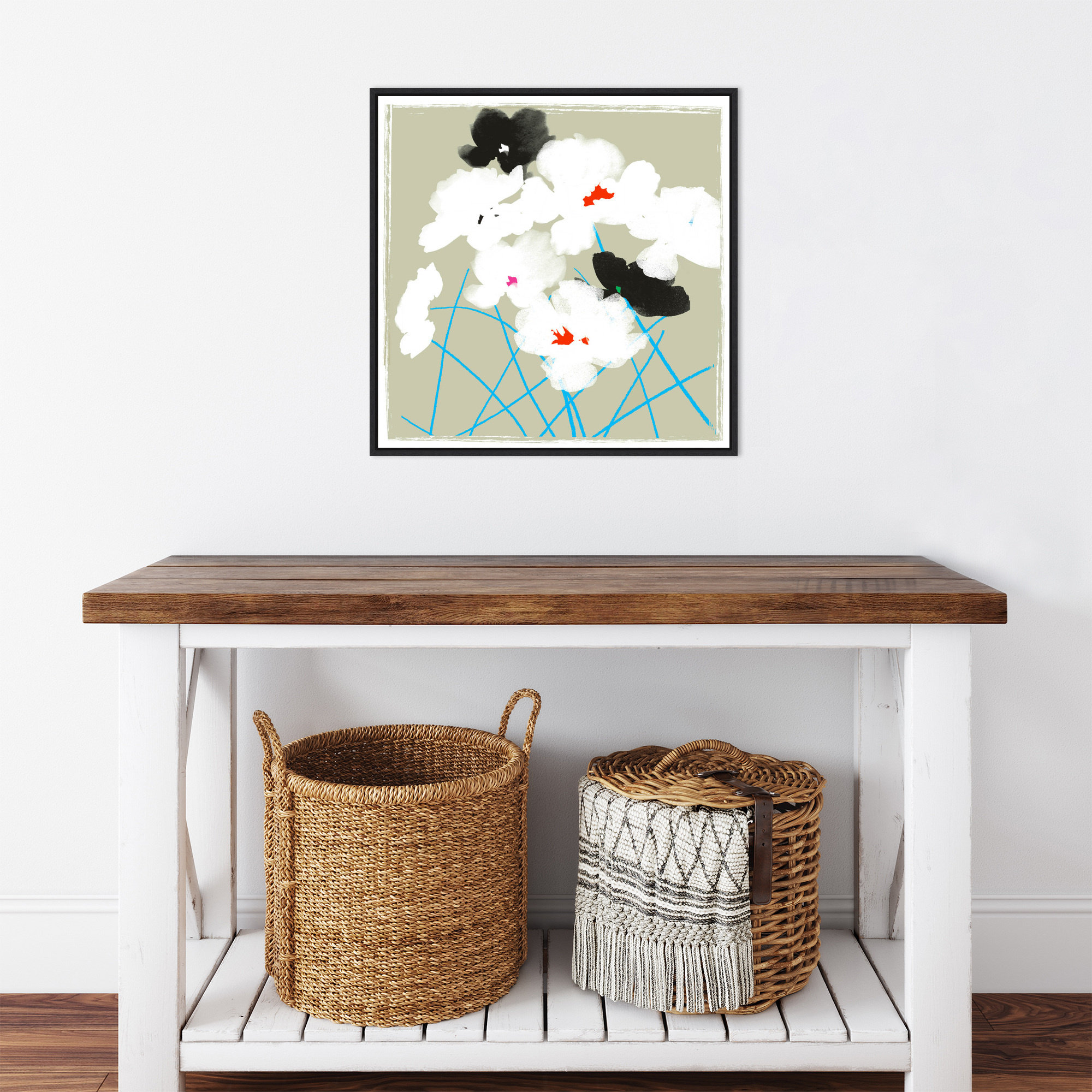 Lark Manor Turquoise Stems By Argelio Framed Canvas Wall Art Print ...
