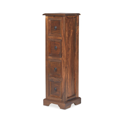 Ironwork Solid Wood 88cm H Library Style Media Drawers