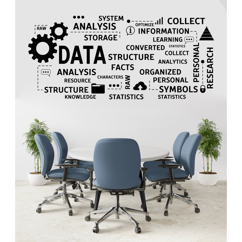 Adhésif décoratif pour bureau de données, H 16 po x l 35 po, Noir