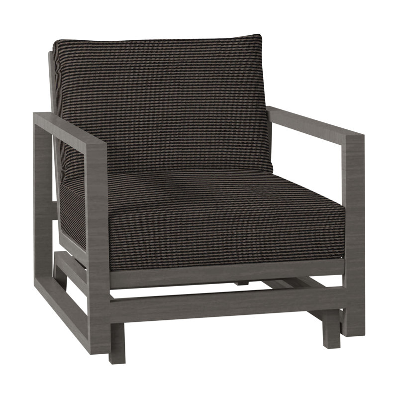 Avondale Patio Lounge Chair with Cushions, Slate Grey, No Welt, Herringbone Sand