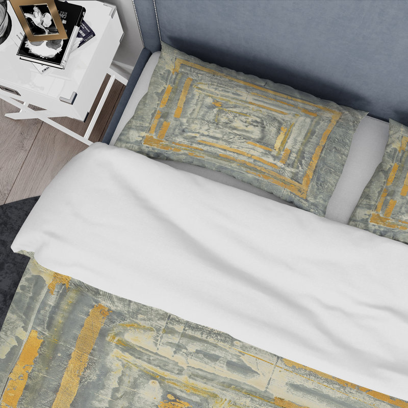 Tapisserie Gold Glam on Grey II - ensemble de housse de couette transitionnel - microfibre de polyester