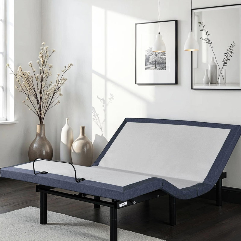 Base de lit simple TG réglable, trois modes de vibration, massage de la tête et des pieds à 3 niveaux d'intensité, préréglage Tv / Zero Gravity / Lounge, 2 ports, sous le conduit, touche plate, réglage, pliage central, 850 lb