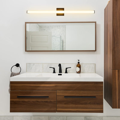 Barre d'éclairage DEL mince pour meuble-lavabo à fixation murale - barre d'éclairage à DEL à intensité variable, 14,5 W, 3000 K, miroir lumineux (36 pouces)