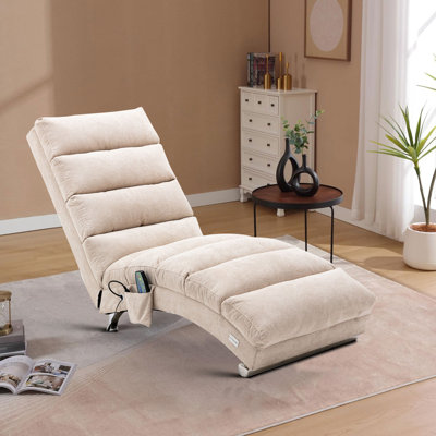 Jameer Simple and comfortable Upholstered Chaise Lounge with metal legs and storage pockets for bedrooms and living rooms by Wrought Studio