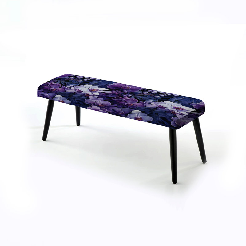 Orchidée crépuscule motif tropical - banc noir rembourré tropical
