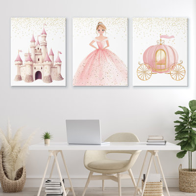 Ensemble de 3 toiles de la collection Princess Dreams, design par Christine Simpson Art