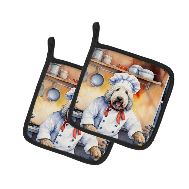 Caroline's Treasures The Dog Chef Polyester Potholder Set