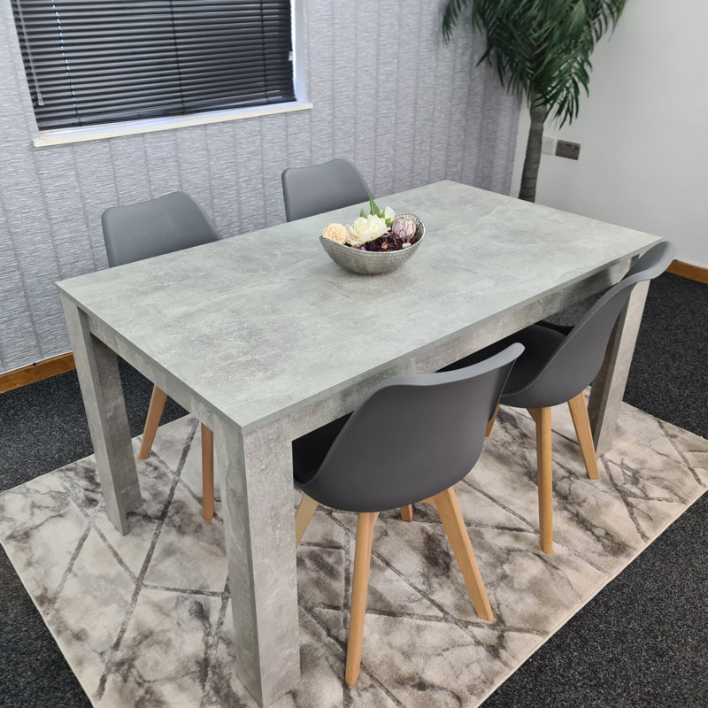 Onecre 4 - Person Dining Set, Dark Grey, 75cm H x 140cm W x 80cm D