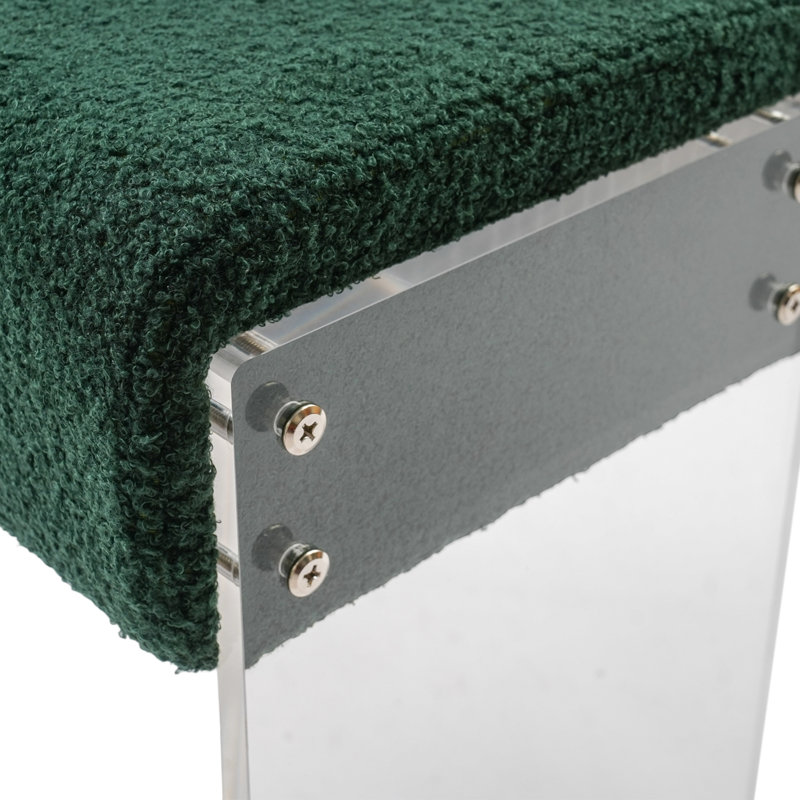 Tabouret de maquillage Tabouret de coiffeuse en acrylique avec charge de 441 lb et coussin de siège de maquillage, Vert