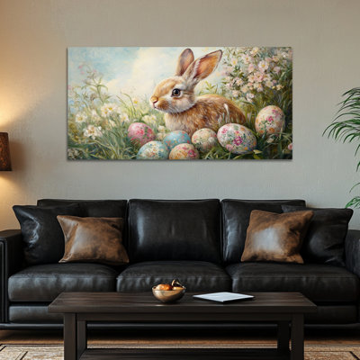 Art mural de lapin de Pâques GUTTATY, décoration murale de photos de lapin de Pâques au printemps, œufs de Pâques et photos de lapin, impressions de Pâques pour le salon, la chambre d'enfant, la chambre de bébé, la chambre de bébé prête à être suspendue 20 po x 40 po
