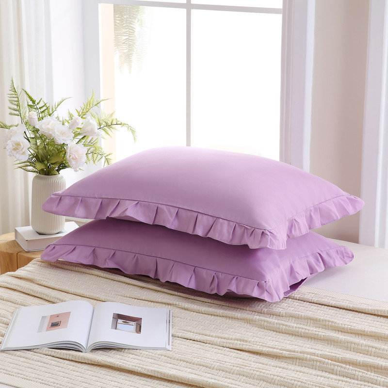 Lavender Purple Pillow Shams Light Purple Ruffle Pillowcases Cute Pillow Cover Set of 2 Soft Microfiber Pillowcases 2 Pack