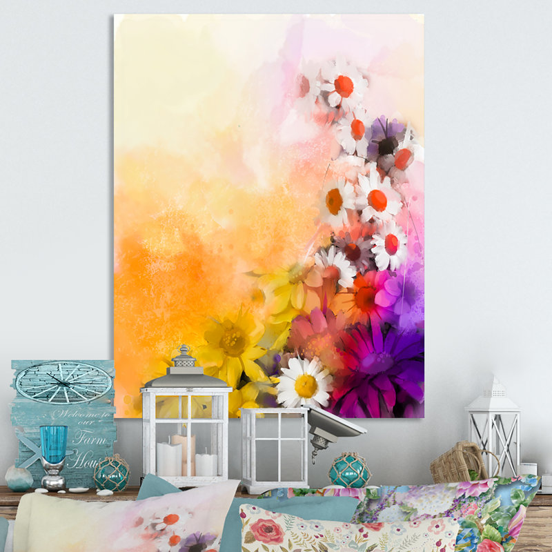 Guirlande Paintbrush Spring Flowers - Peinture, H 20 po x l 12 po x P 1 po, Toile tendue