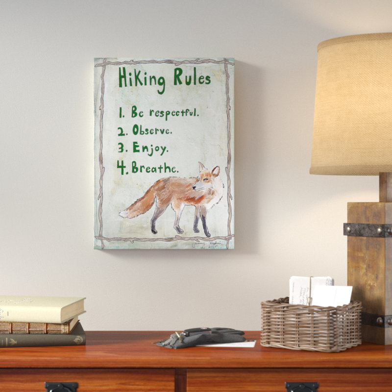 « randonnée rules », art textuel sur toile tendue, H 32 po x l 24 po