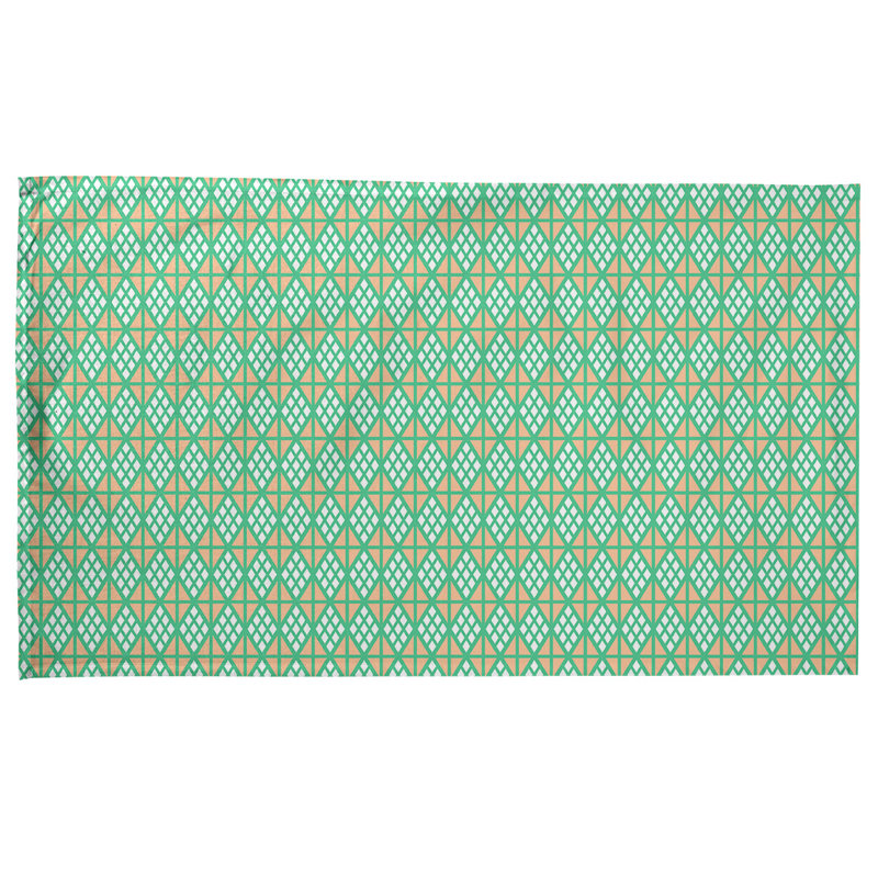Serviette de thé diamants, Polyester sergé, Vert / Orange