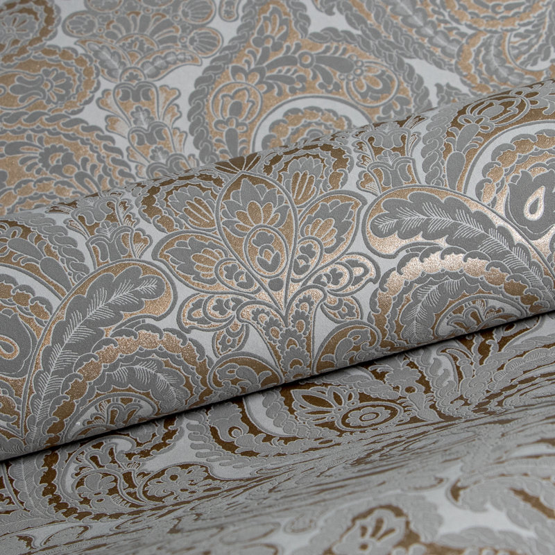 Adonea Ares 3D Embossed Metallic 33' L x 21" W Wallpaper Roll, Gray Copper