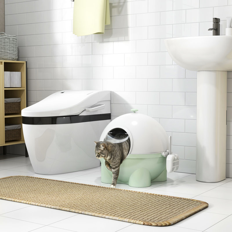 Litière pour chat avec couvercle, grande taille, pédale de sable qui fuit, odeur, et spacieuse pour chatons attrayants de 9 lb