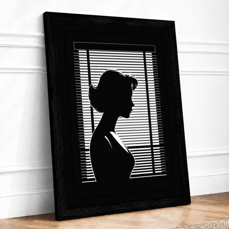 Woman At Window Minimalist - Print, Black, A3 - 42.0 x 29.7 cm