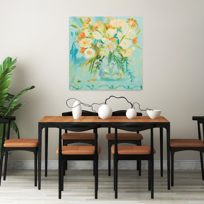 Contemporary Misty Blue With Blue Bouquet Art
