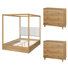 Lysiane 3 Pieces Bedroom Furniture Set, Queen Size Solid Wood Canopy Bed And 2 Large Nightstands With Drawers