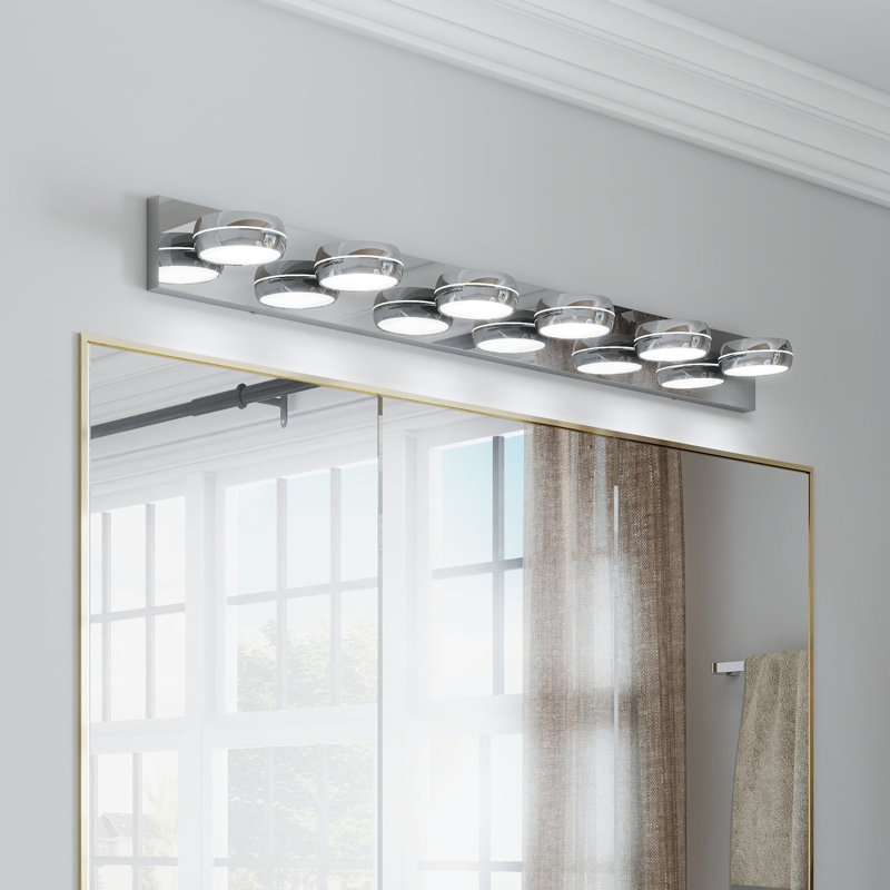 Éclairage à DEL pour meuble-lavabo à DEL, réglable, à intensité variable, chrome poli moderne, Six lumières