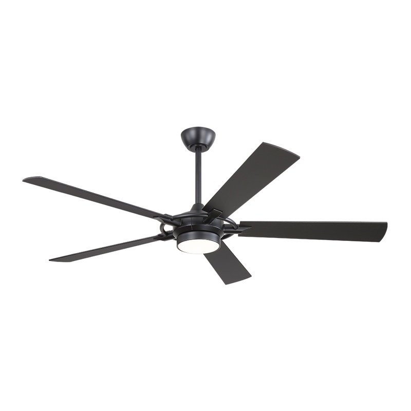 60 In. Indoor Ceiling Fan With Light Kit And Remote, Black, Black