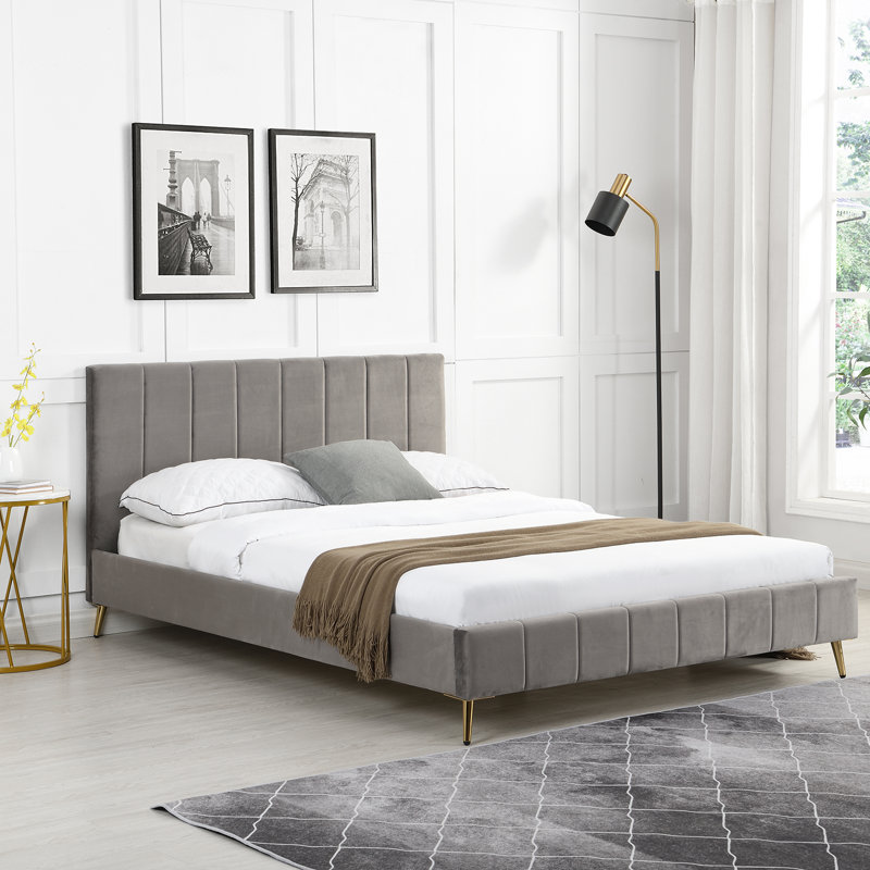 Leia Upholstered Bed, Grey, Kingsize (5')