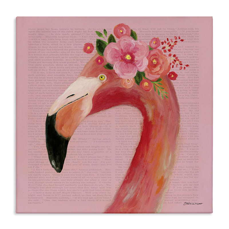 «Floral Flamingo Pink Portrait», impression, H 17 po x l 17 po