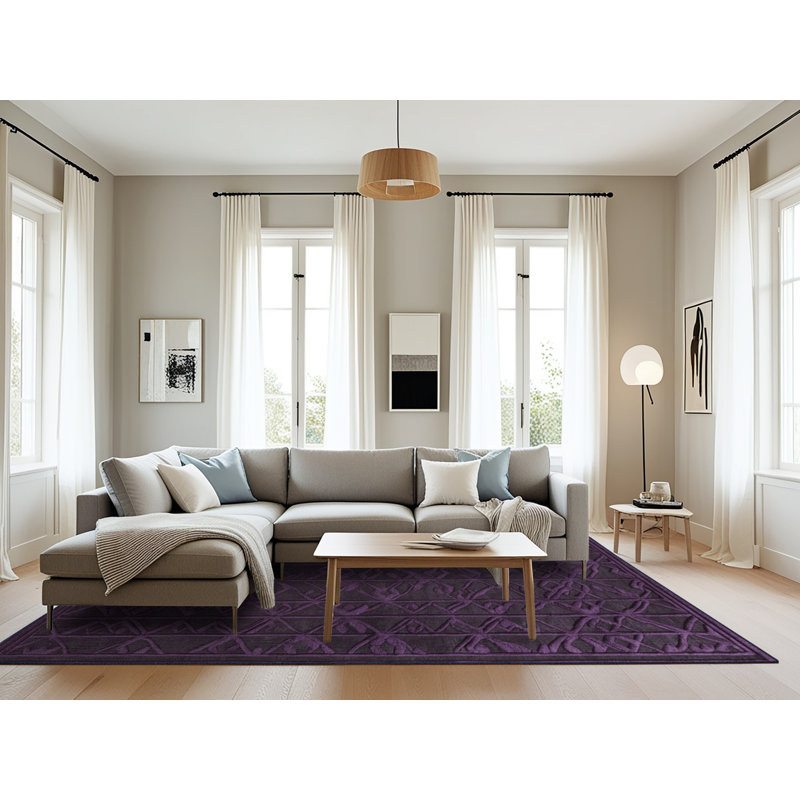 Tapis mauve lavable à la machine, Rectangulaire 8 pi x 10 pi
