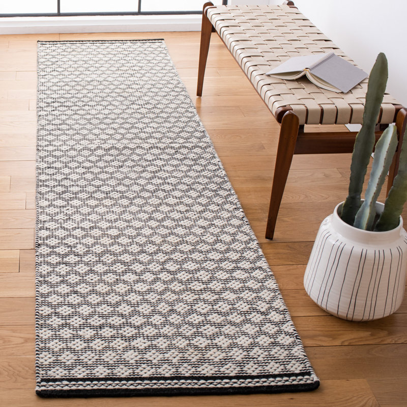 Tapis géométrique en laine / coton Kilim, Tapis de couloir 2 pi 3 po x 9 pi