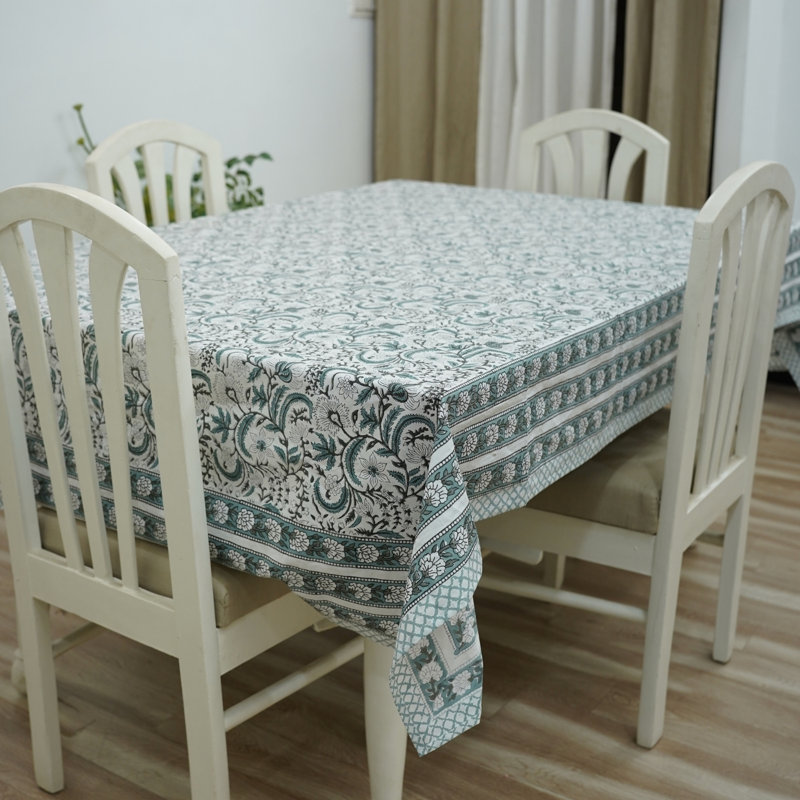 Housse de table en coton à imprimé bloc, esthétique de salle à manger Boho - Kundanvan (4 places), 60 po carré
