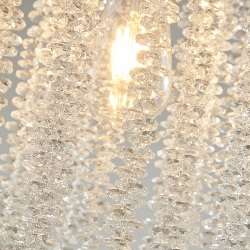 Furnary 3-Light Crystal Beaded Pendant Lights, Adjustable Height, for Kitchen Island, Dining Room, Hallway