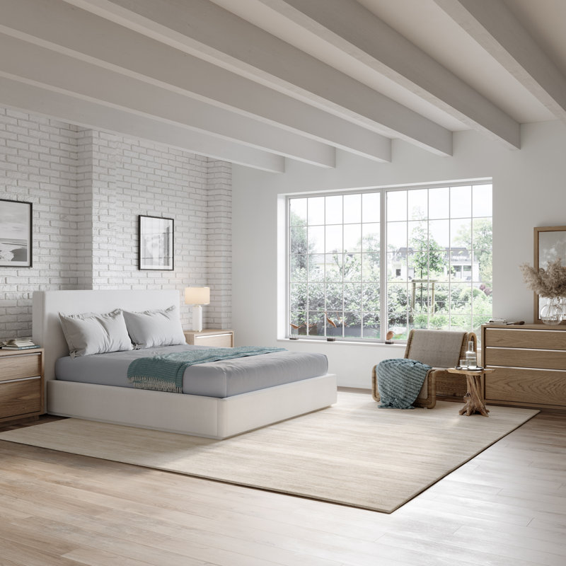 Baccarat Upholstered Platform Bed, King, Pearl
