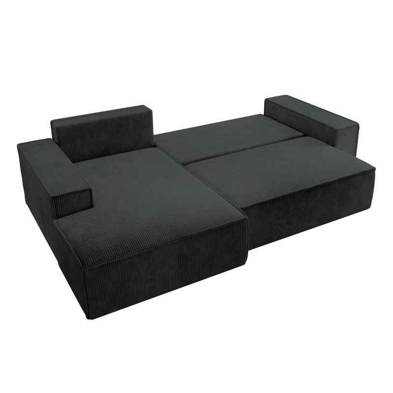 Chadman Sofa & Chaise, Left Hand Facing, Black