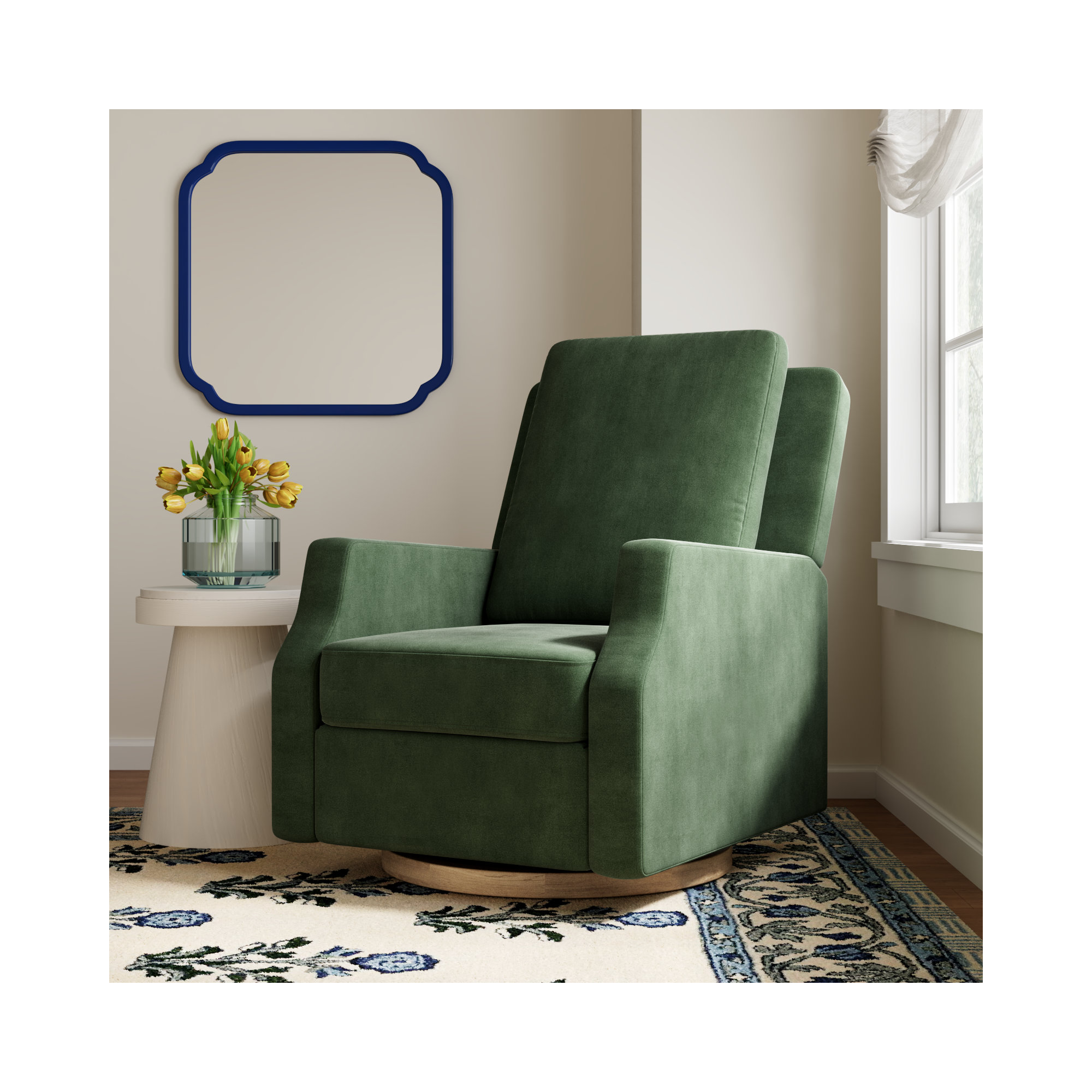 Crewe Recliner and Swivel Glider, Forest Green Velvet