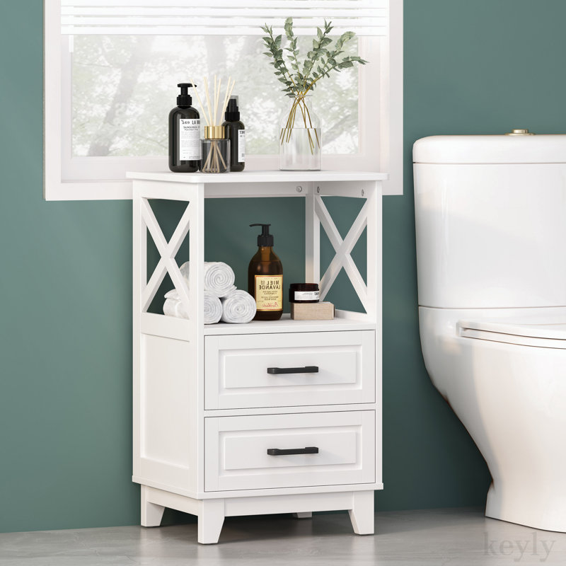 Armoire de salle de bain sur pied l 17,75 po x H 29,75 po x P 14,25 po Cherico, Blanc