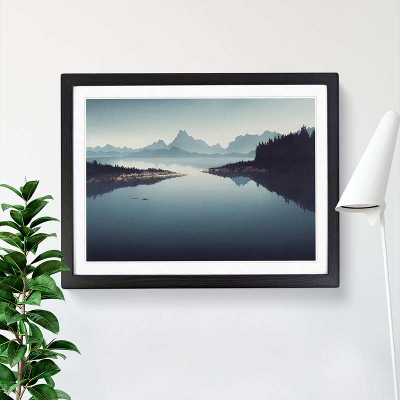 XH1022-9610X View Of Mountain Lake Vol.3 - Single Picture Frame Print, Black, 46cm H x 64cm W x 2cm D