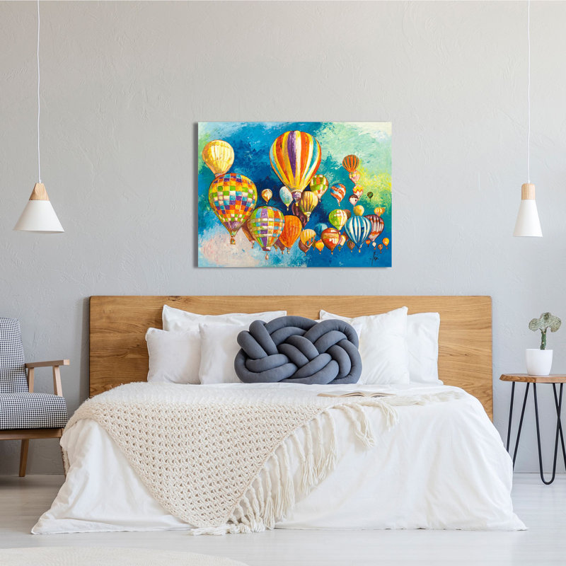 Hot Air Balloons Suspended In The Sky II by Luigi Florio - Wrapped Canvas Painting, 70cm H x 100cm W x 4cm D
