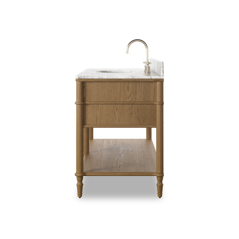 Toulouse Single Wide Vanity-Satin Black Veneer, Washed Blonde Oak Veneer